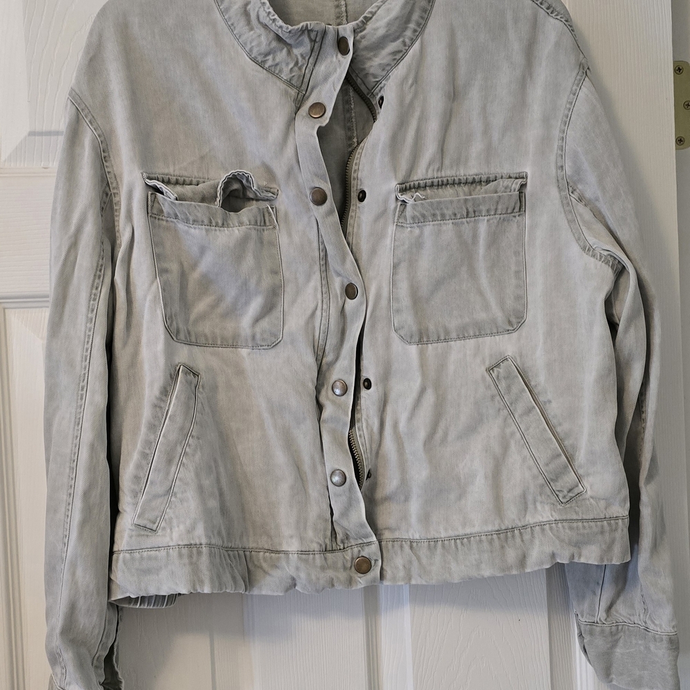 Light Gray Women's Button-Front Jacket - image 1